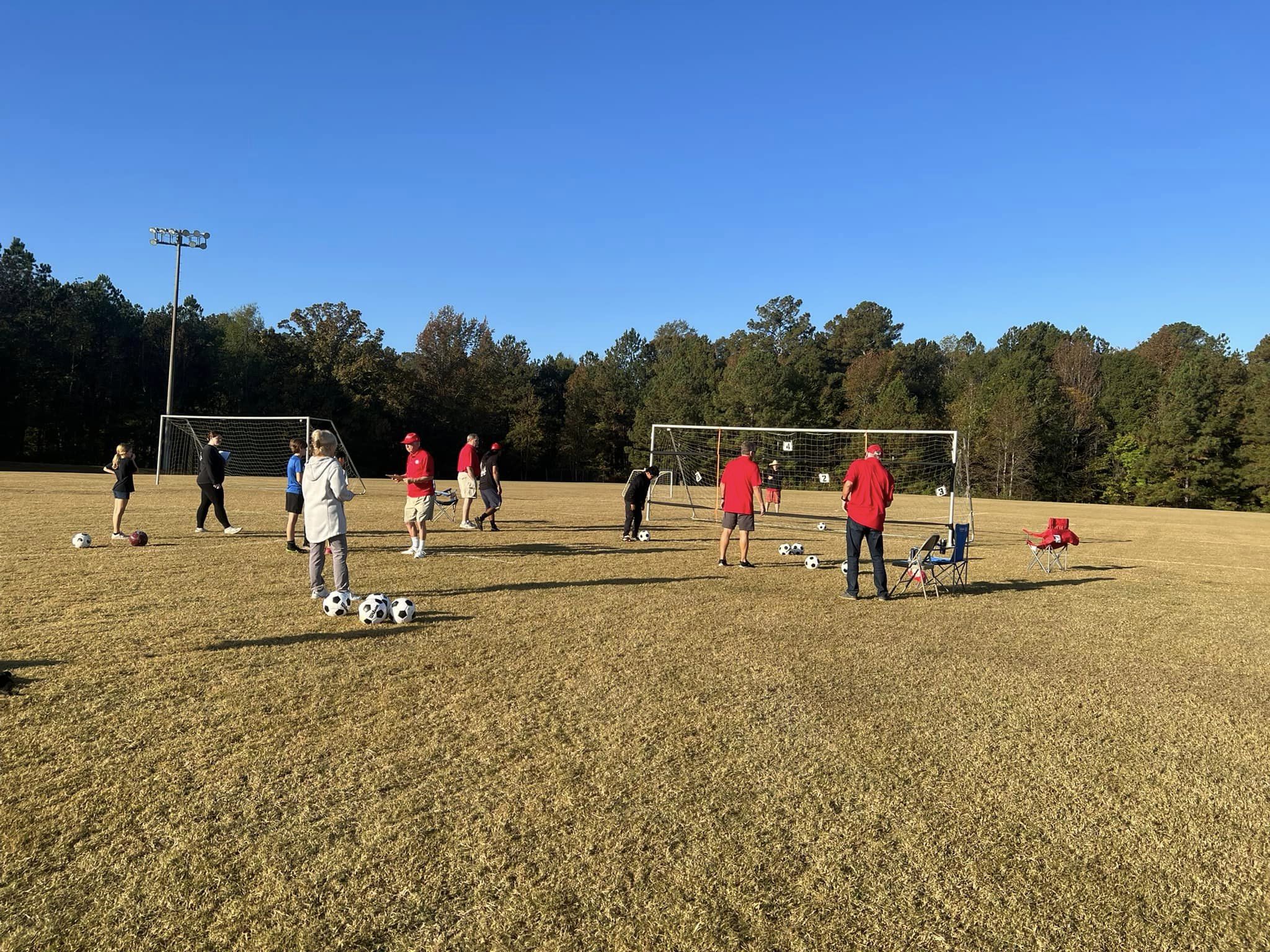 Children playing soccer. 