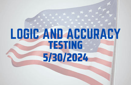 American Flag waving with words Logic and Accuracy Testing