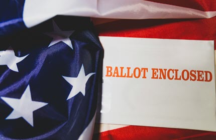 Flag with with the words Ballot Enclosed