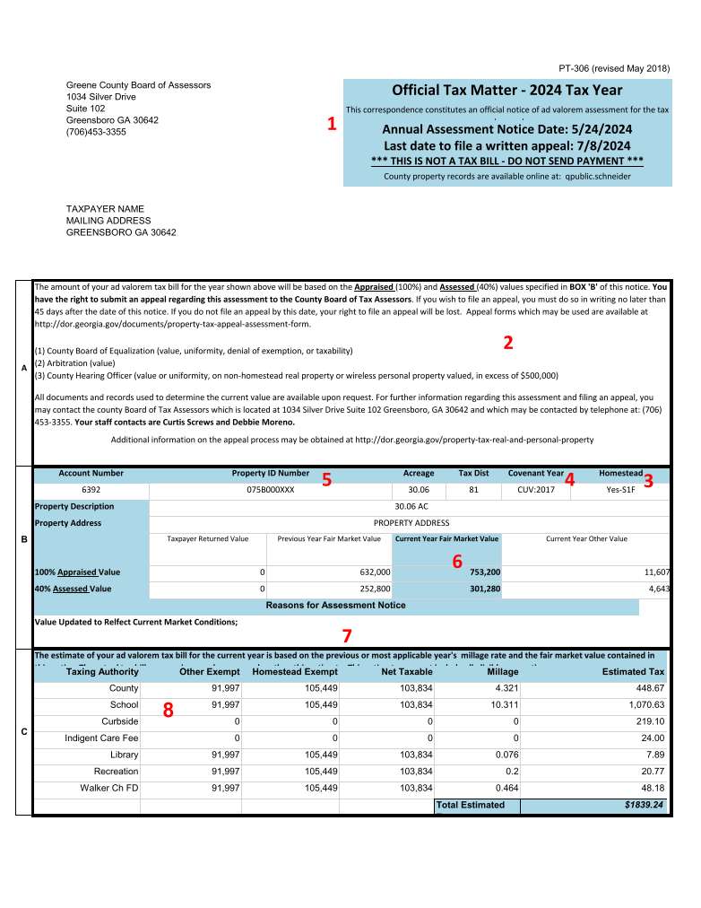Sample of a Tax Assessment Notice